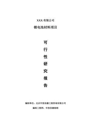 锂电池材料项目可行性研究报告申请报告案例.doc