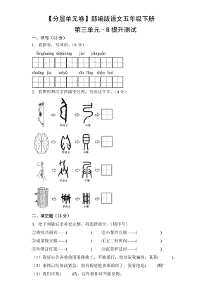 五年级语文下册（分层单元卷）第三单元B提升测试（有答案）.docx