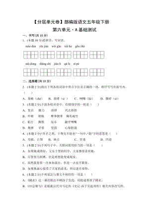 五年级语文下册（分层单元卷）第六单元A基础测试（有答案）.docx