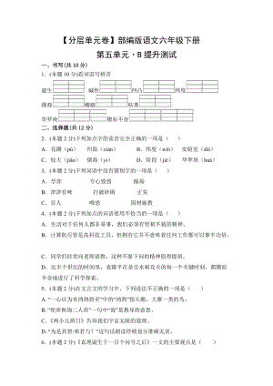 六年级语文下册（分层单元卷）第五单元-B提升测试（有答案）.docx