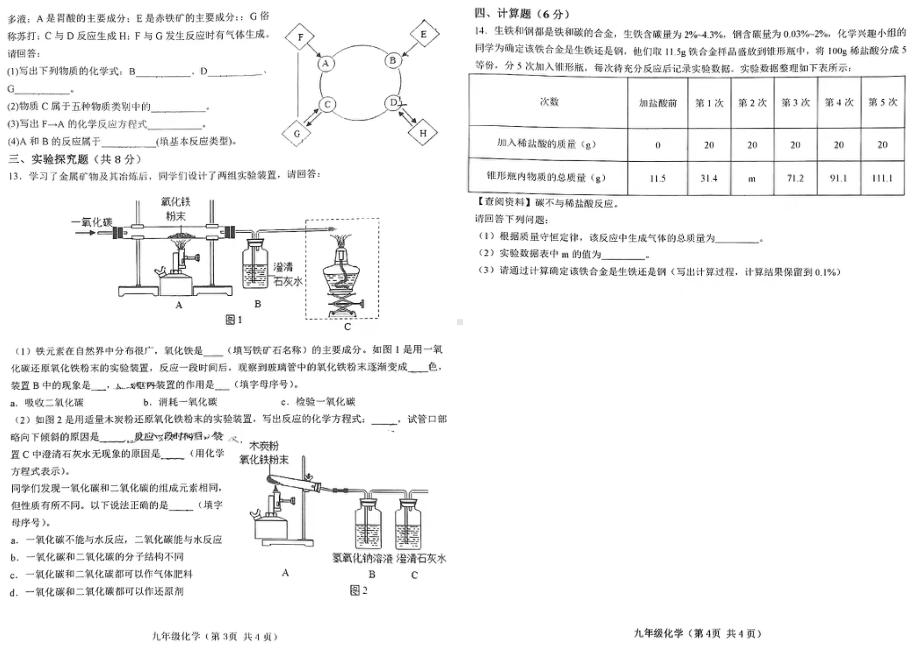 2022年山东省枣庄市第十五中考第一次模拟考试化学试题.pdf_第2页