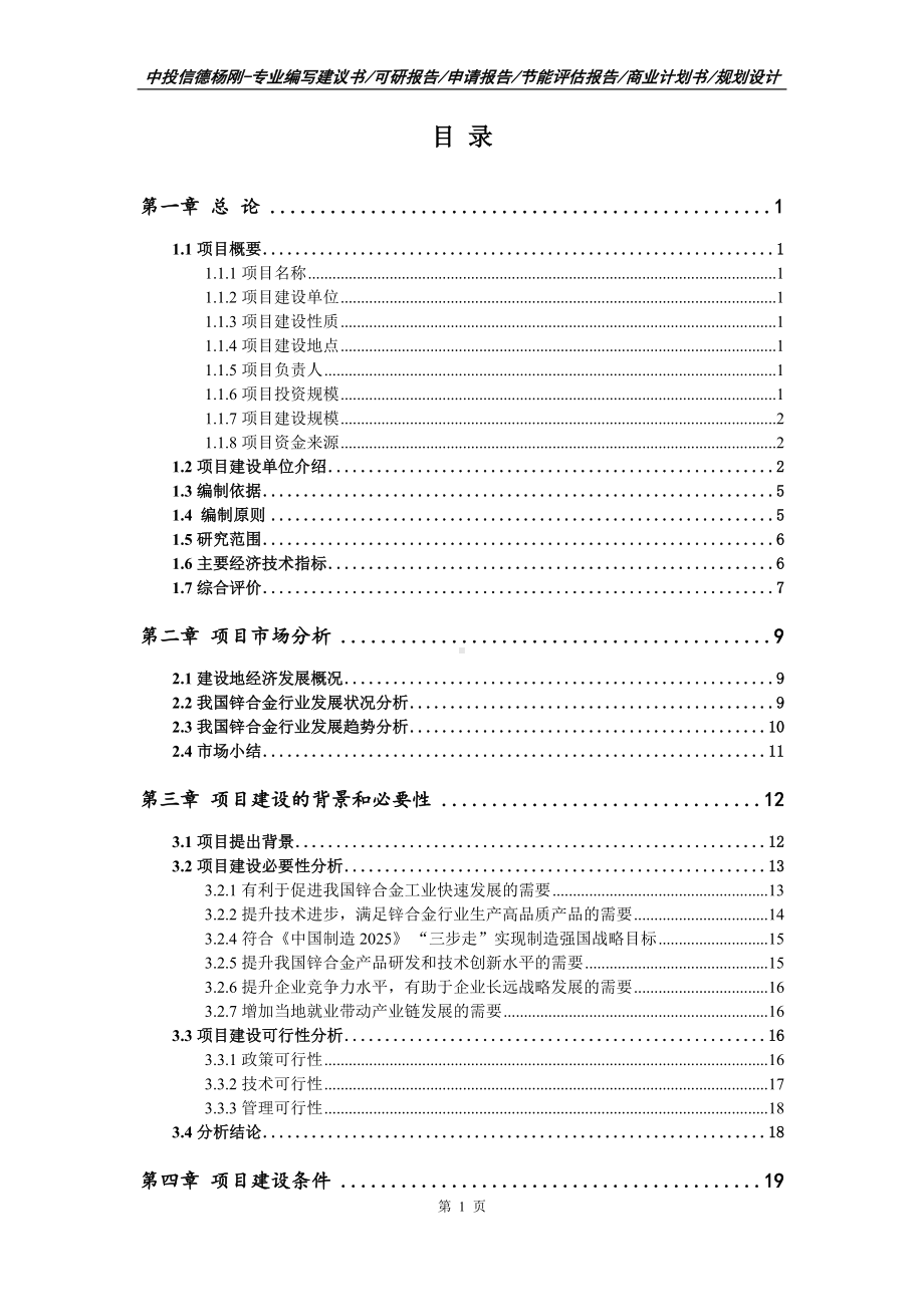 锌合金建设项目可行性研究报告建议书.doc_第2页