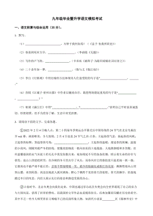 2022年安徽省芜湖市九年级毕业暨升学语文模拟考试（附答案）.docx