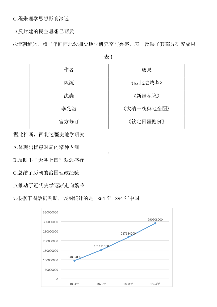 2022届江苏省南通市高三第四次模拟考试历史试题 .docx_第3页