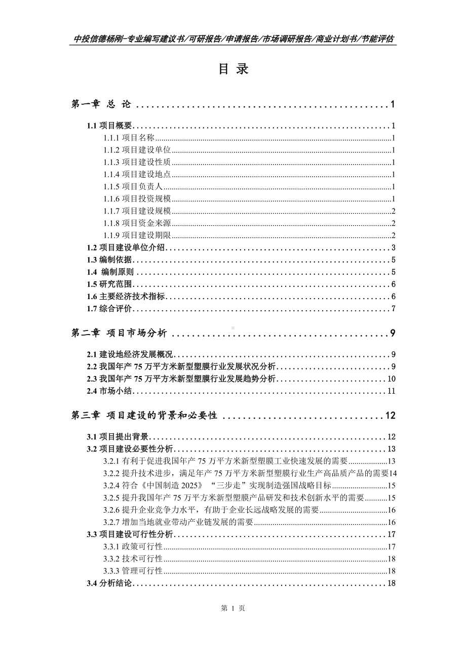 年产75万平方米新型塑膜项目可行性研究报告申请备案.doc_第2页