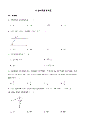 山东省济宁市汶上县中考一模数学试题+答案.pdf