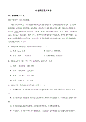 山东省济宁市中考模拟语文试卷及答案.pdf