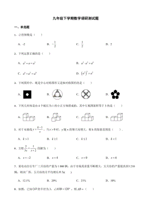 黑龙江省哈尔滨市九年级下学期数学调研测试题+答案.pdf