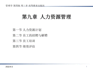 管理学第四版周三多高等教育出版社第九章人力资源管课件.ppt