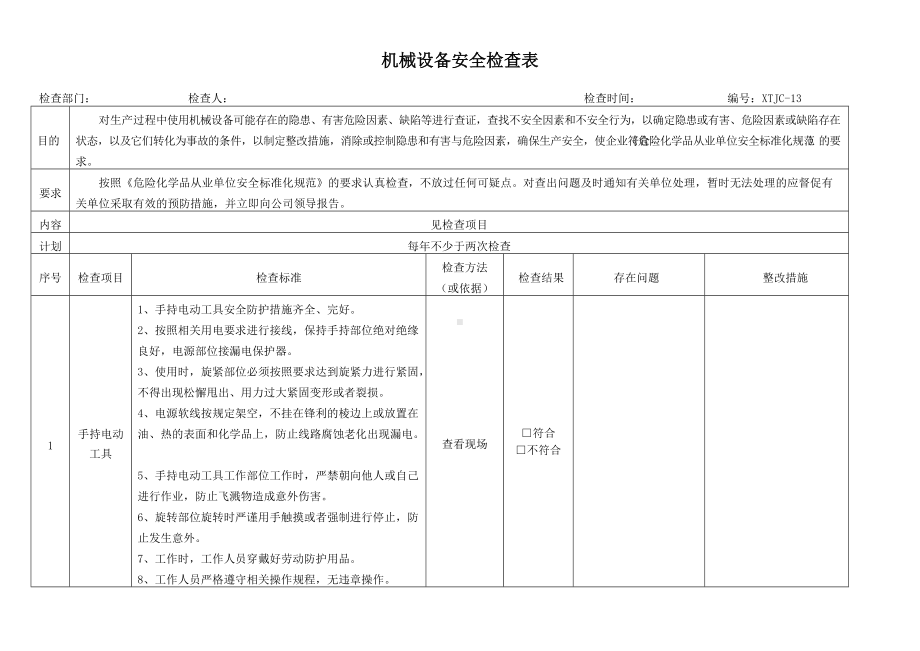 道路工程机械设备安全检查项目.docx_第1页