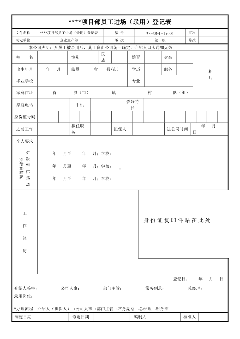 队部员工进场（录用）登记表.doc_第1页