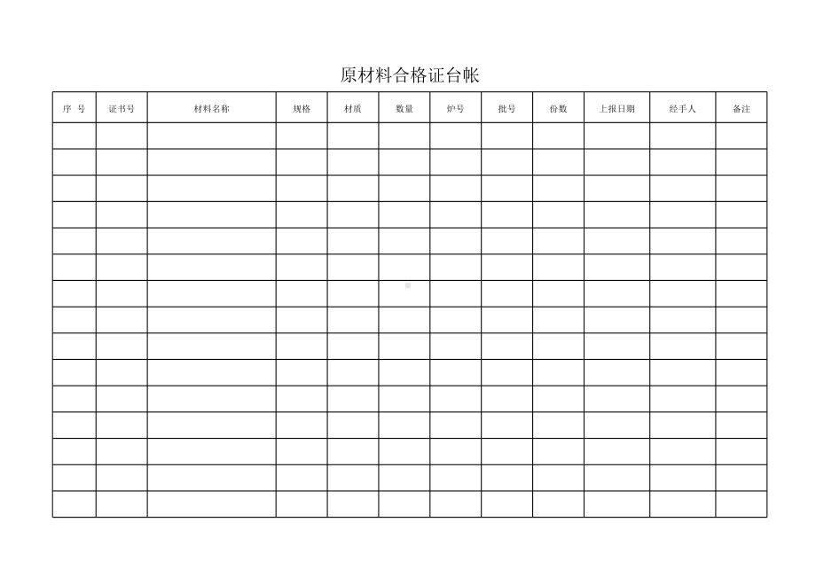 原材料合格证台帐.xlsx_第1页