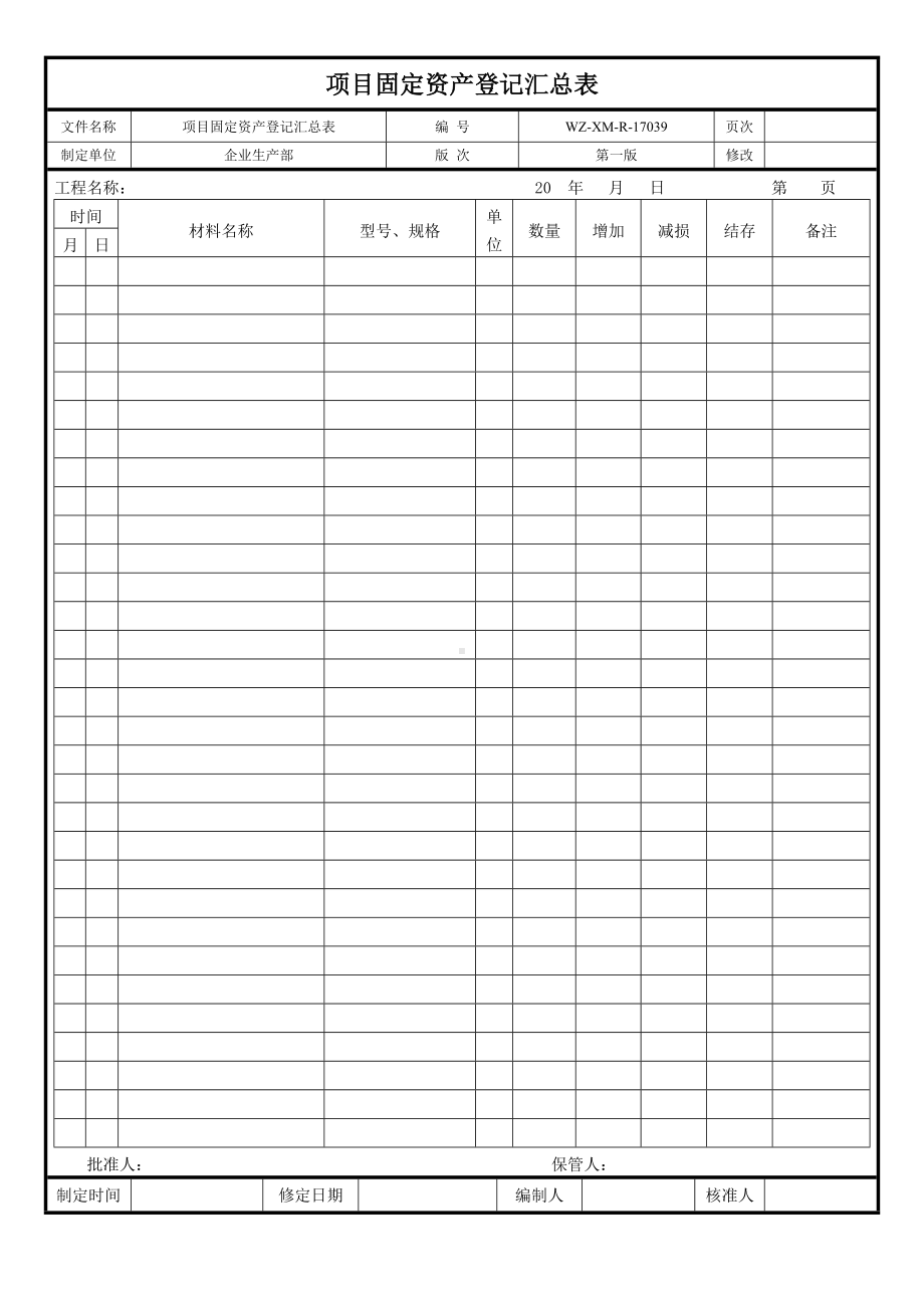 项目固定资产登记汇总表.doc_第1页