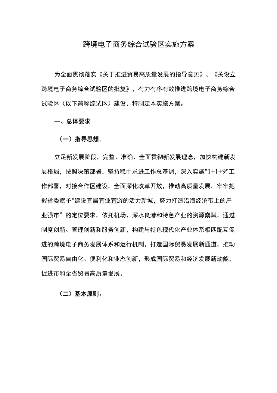 跨境电子商务综合试验区实施方案.docx_第1页