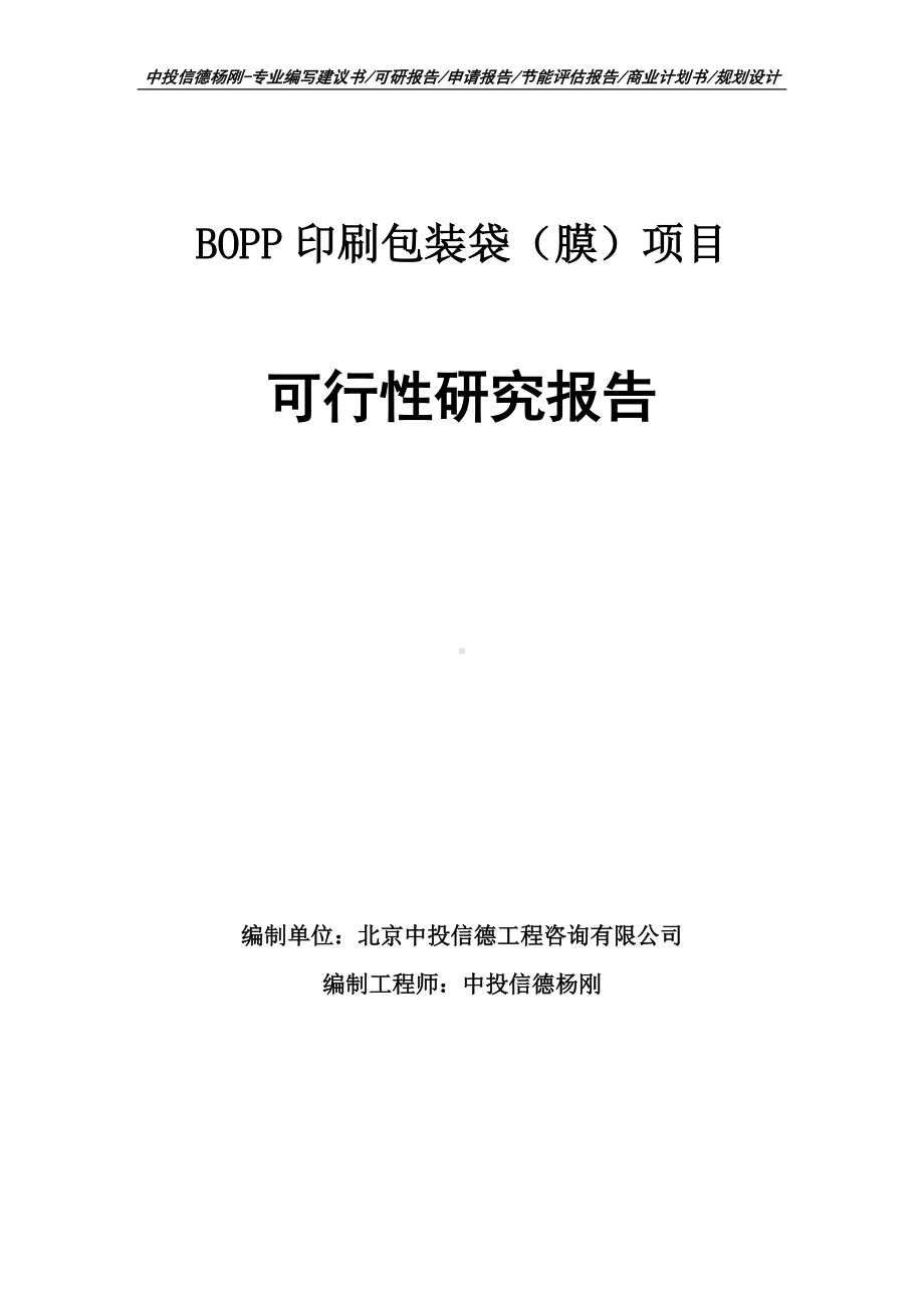 BOPP印刷包装袋（膜）项目可行性研究报告案例.doc_第1页