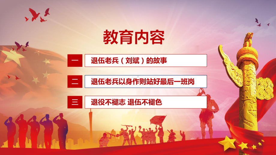 专题课件红色大气党政风退役不褪志退伍不褪色退伍PPT模板.pptx_第3页