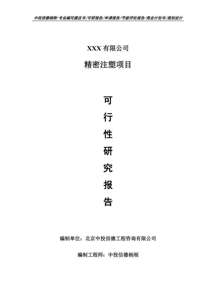 精密注塑项目可行性研究报告建议书编制.doc_第1页