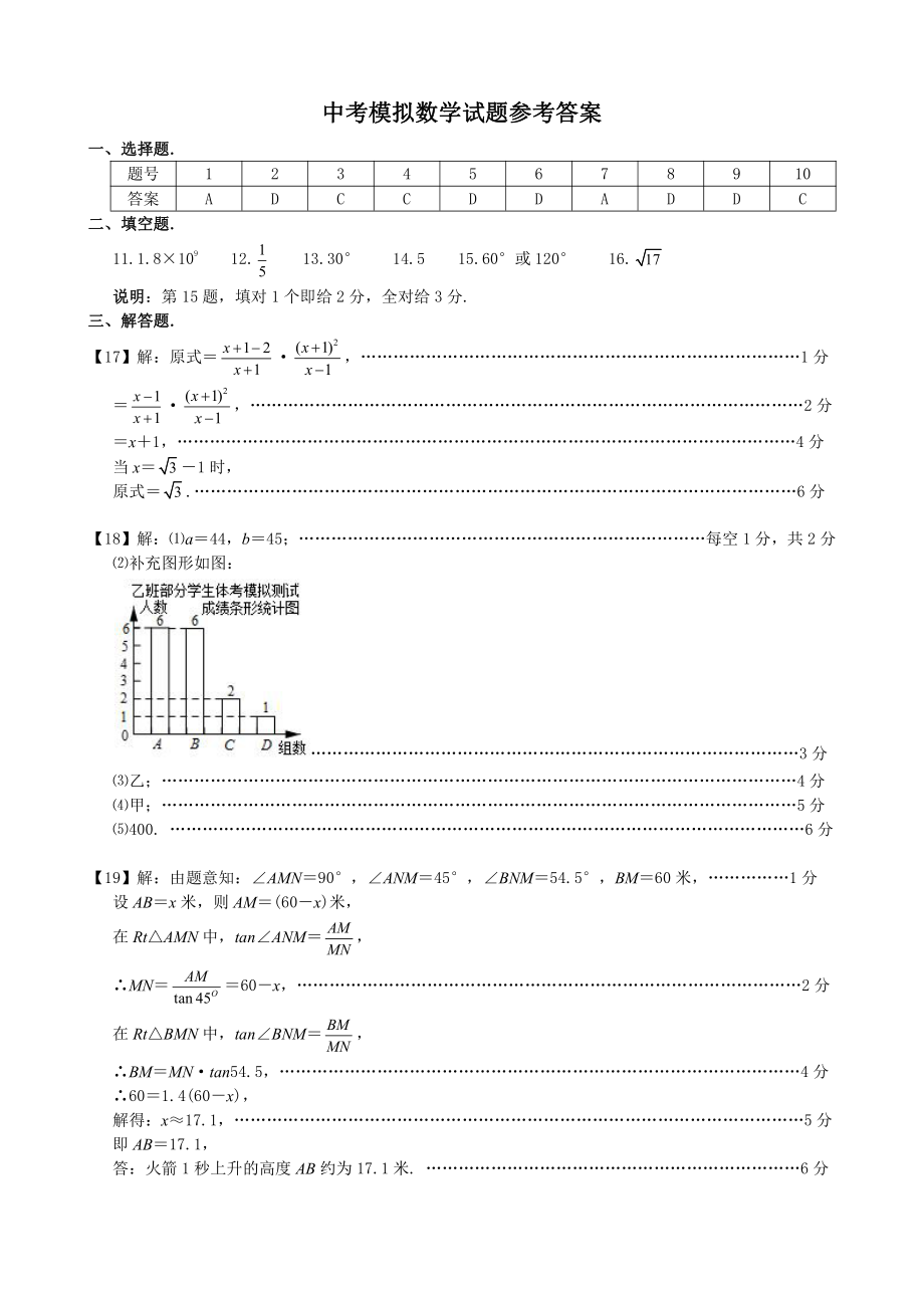 2022年6月湖北省襄阳市襄州区中考数学模拟试题（含答案）.rar