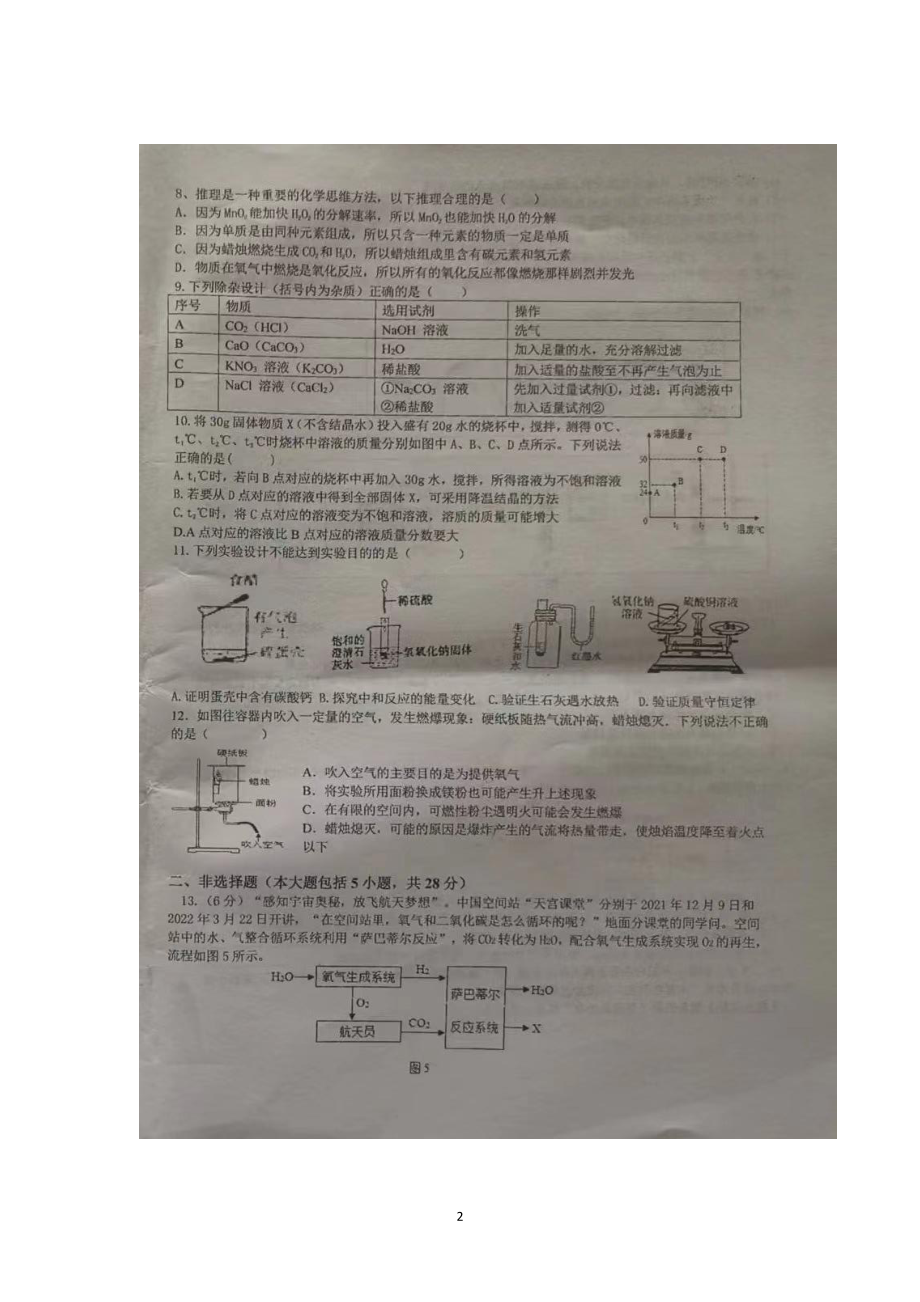 2022年安徽省合肥市第四十五中学四模化学试卷.pdf_第2页