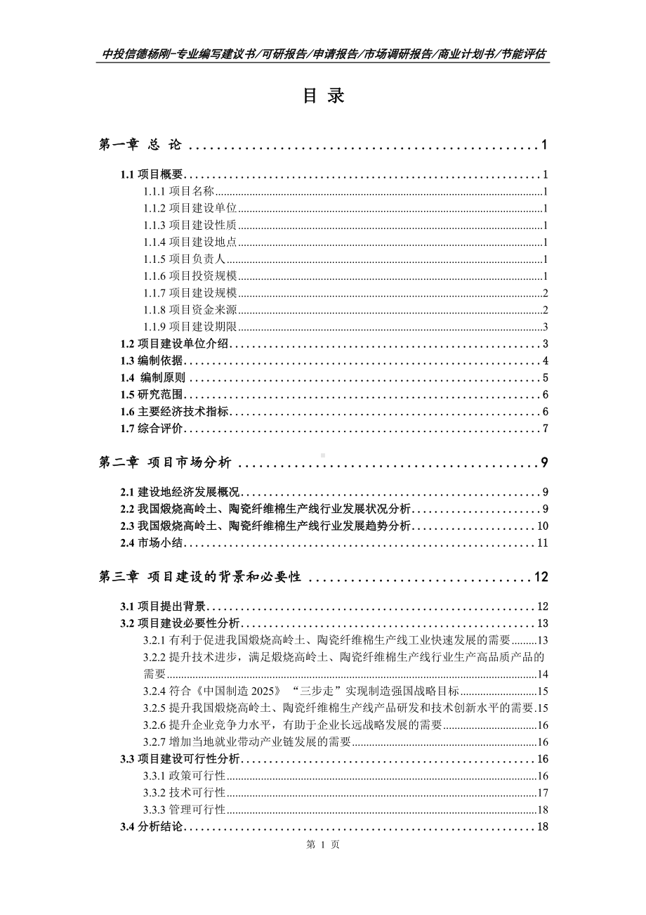 煅烧高岭土、陶瓷纤维棉生产线项目可行性研究报告申请建议书案例.doc_第2页