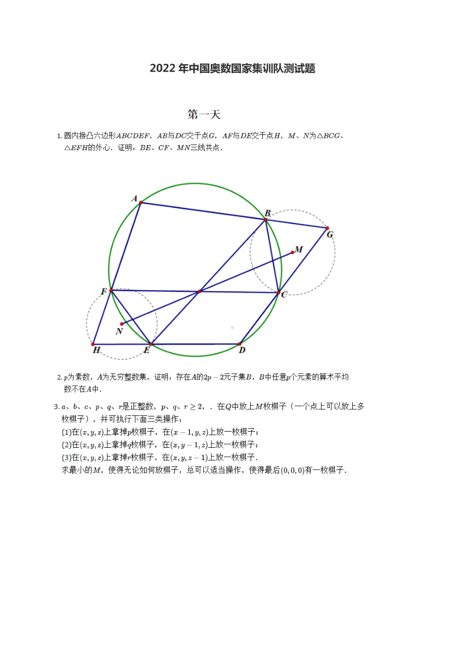 2022年中国奥数国家集训队测试题.docx_第1页