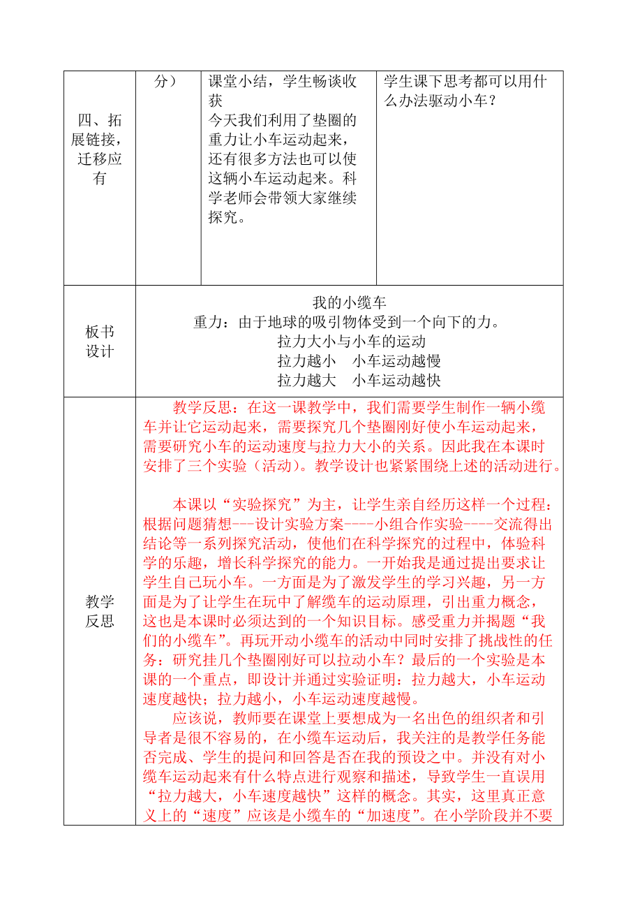 五年级上册科学教案与反思 -4.1 我们的小缆车｜教科版(1).doc_第3页