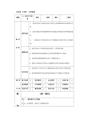 四年级下册科学教案-2.4 发布天气消息｜冀教版(1).docx