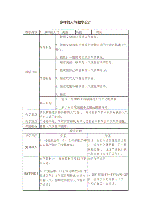 四年级下册科学教案-2.2 多样的天气 ｜冀教版(1).docx