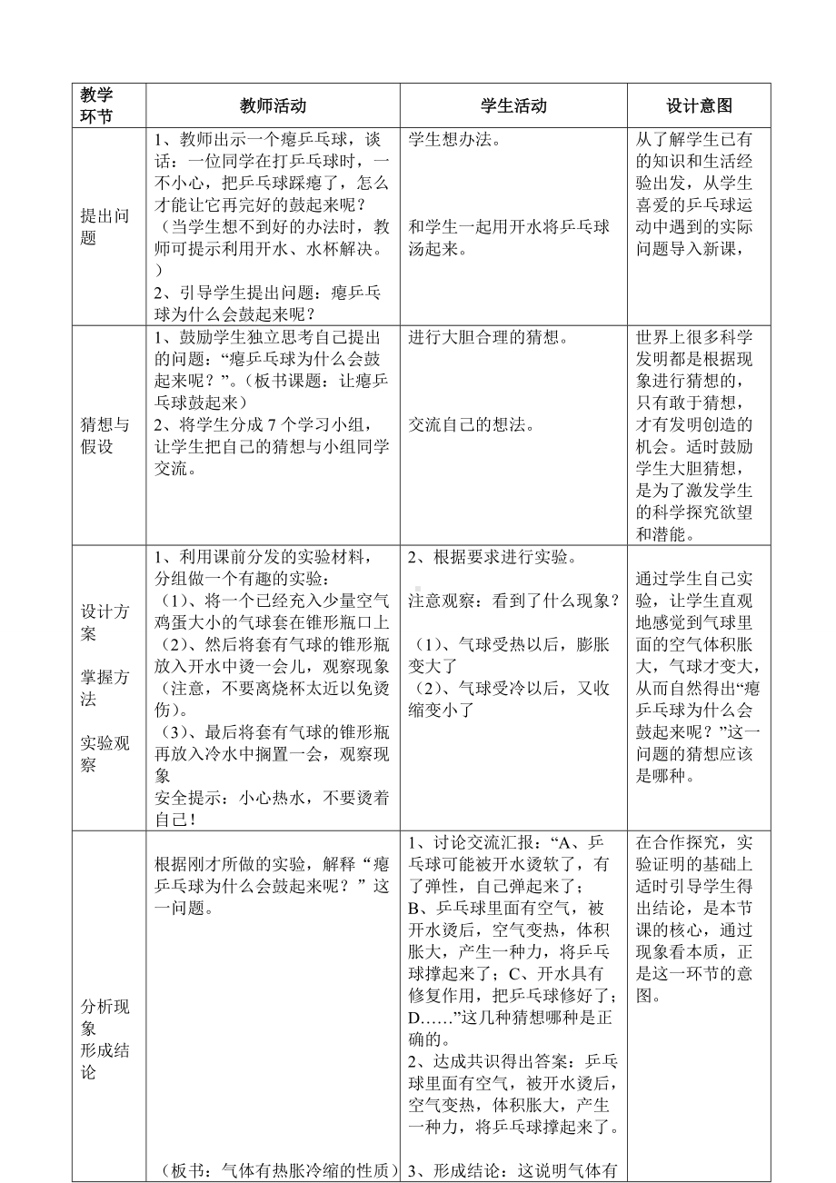 四年级下册科学教案-5.17 让瘪乒乓球鼓起来｜冀教版(11).doc_第2页