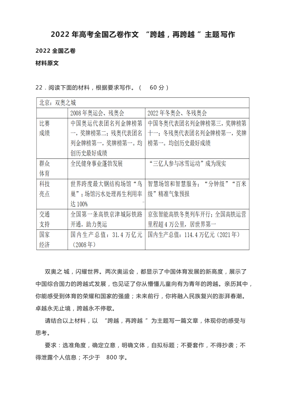 2022年高考全国乙卷作文“跨越再跨越”主题写作.docx_第1页