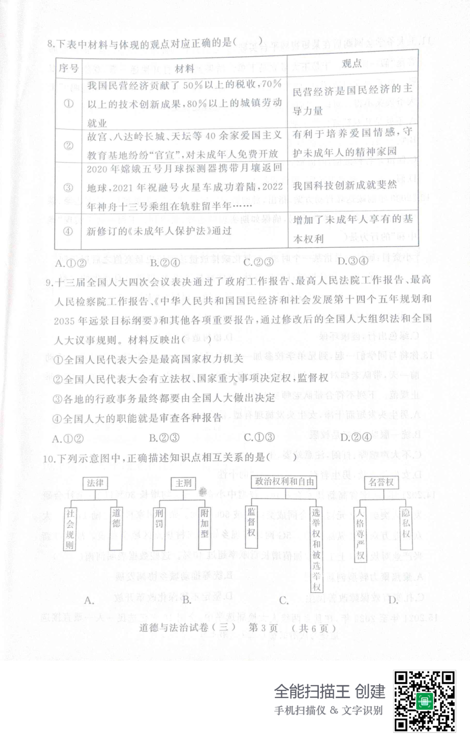 2022年河南省信阳市商城县九年级中招第三次模拟道德与法治试题.pdf_第3页