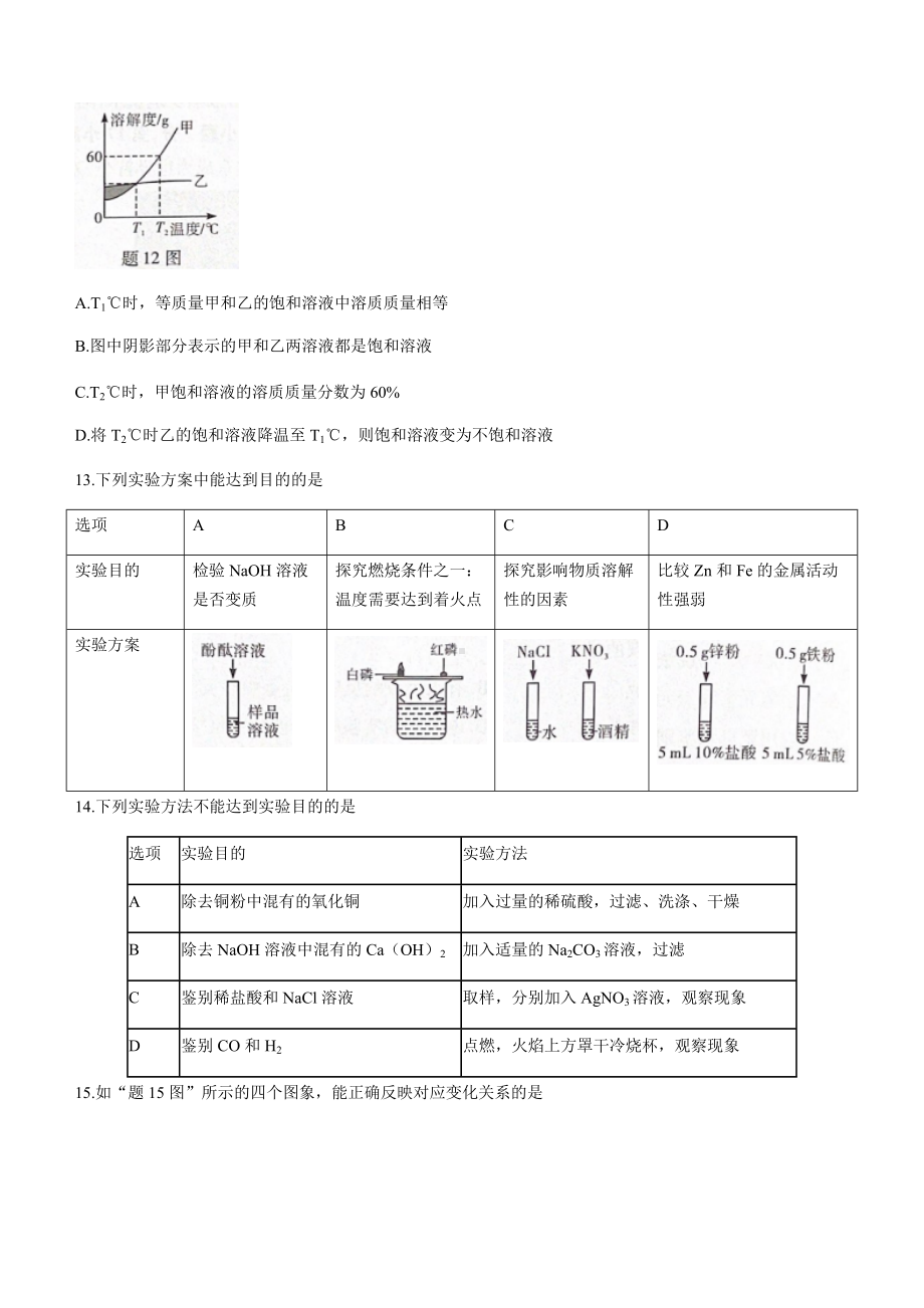 2022年广东省惠州市惠城区中考二模化学试题（含答案）.docx_第3页