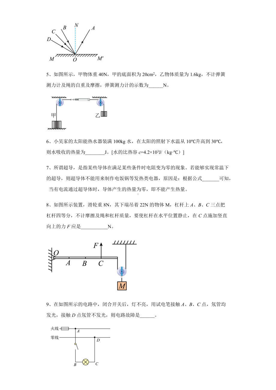 2022年安徽省中考模拟物理试题（五）（含答案）.docx_第2页