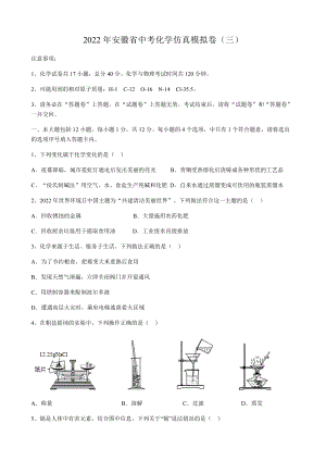 2022年安徽省中考化学仿真模拟卷（三）（含答案）.docx