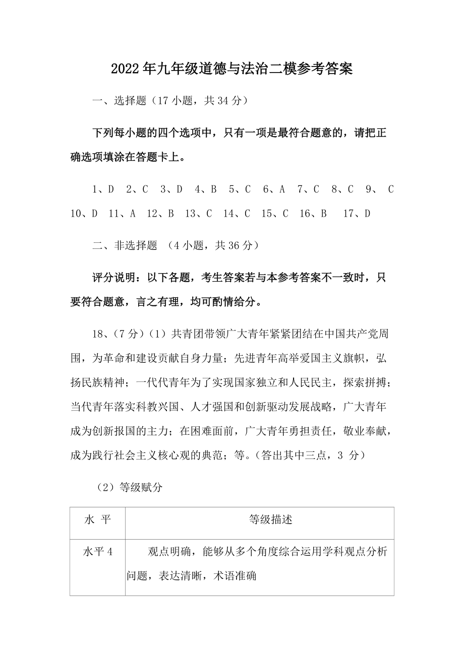 2022年河南省方城县九年级中招模拟考试道德与法治试题（二）（含答案）.rar