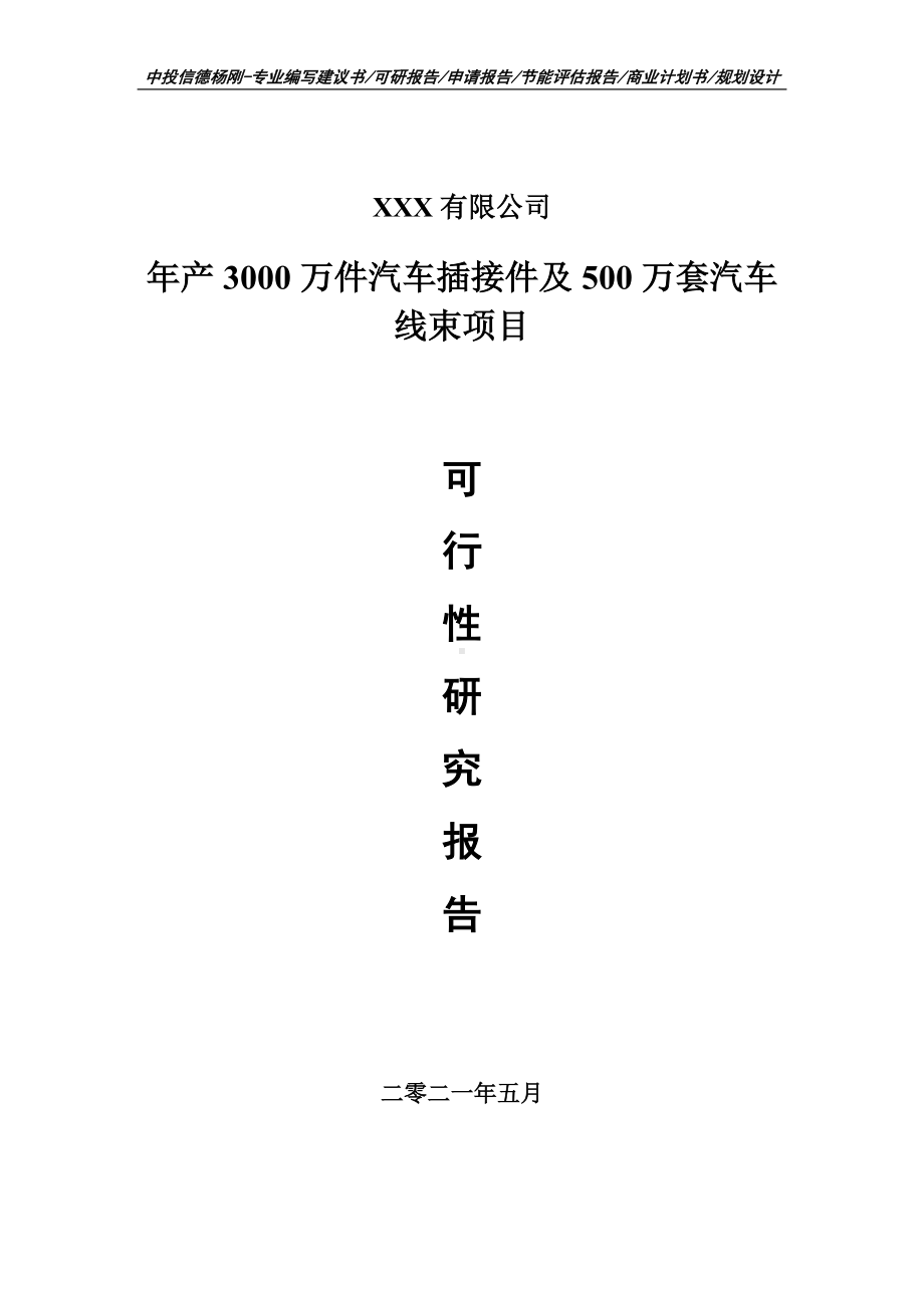 年产3000万件汽车插接件及汽车线束项目可行性研究报告建议书案例.doc_第1页