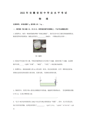 2022年安徽省初中学业水平考试模拟物理试卷（含答案）.docx