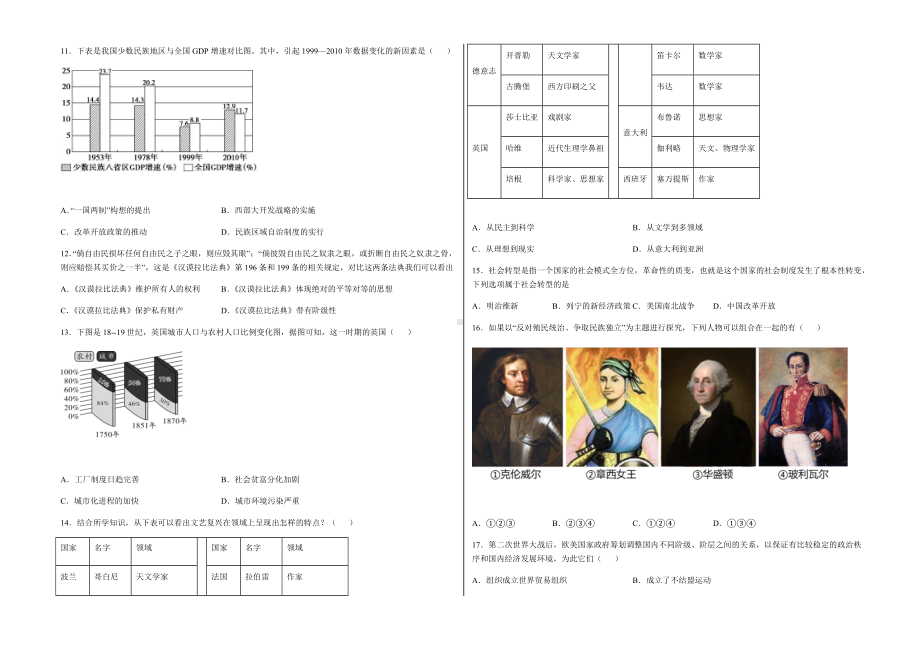 2022年河南中考历史总复习综合训练题（含答案）.docx_第2页