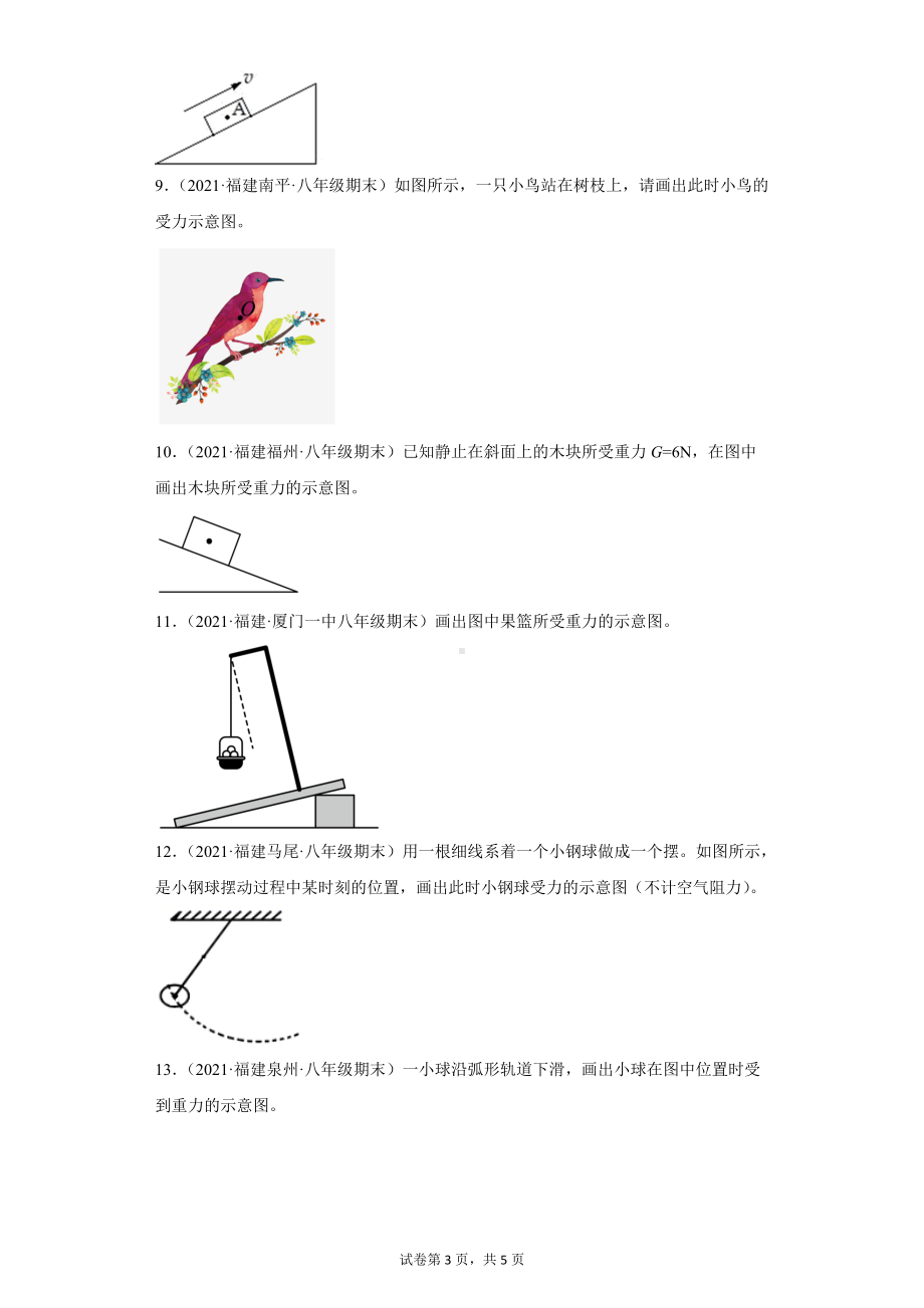 熟悉而陌生的力（作图题）复习-2020-2021学年福建省各地八年级下学期期末物理试题选编.docx_第3页