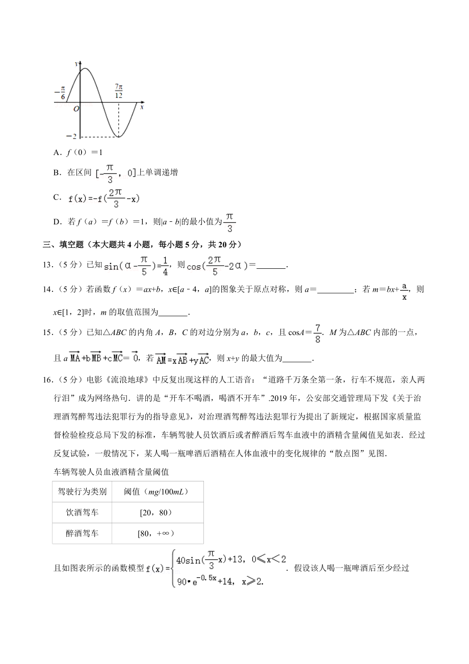 2020-2021学年福建省莆田市仙游 高一（下）开学数学试卷.docx_第3页