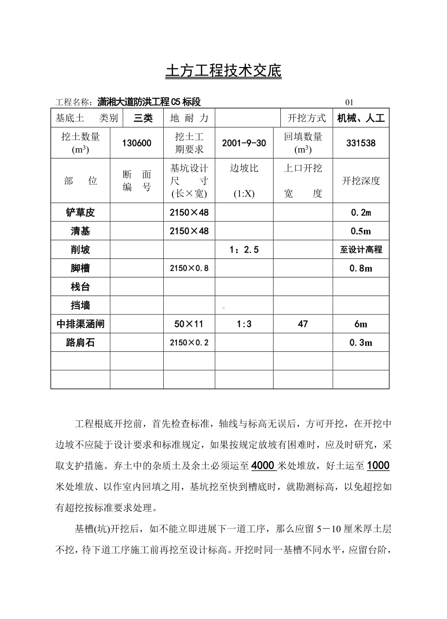 XX大道防洪工程技术交底（Word版）.doc_第1页