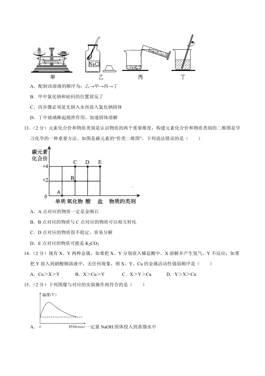 2022年四川省自贡市中考化学试卷真题.docx_第3页