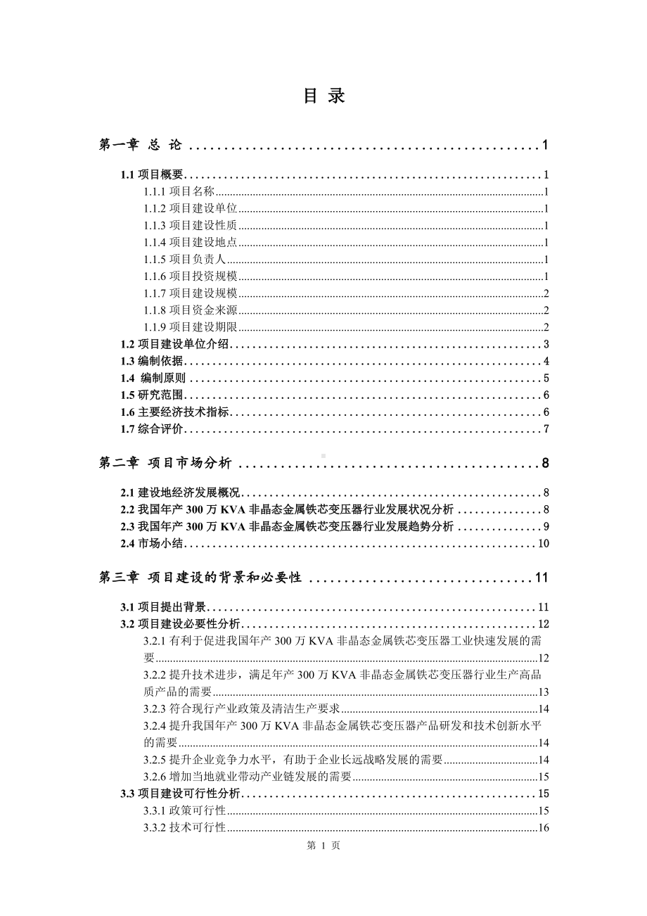 年产300万KVA非晶态金属铁芯变压器项目可行性研究报告建议书.doc_第2页