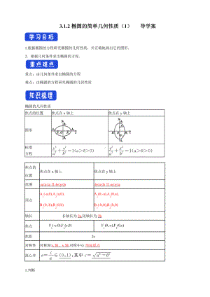 3.1.2 椭圆的简单几何性质（1） 导学案-人教A版高中数学选择性必修第一册.docx