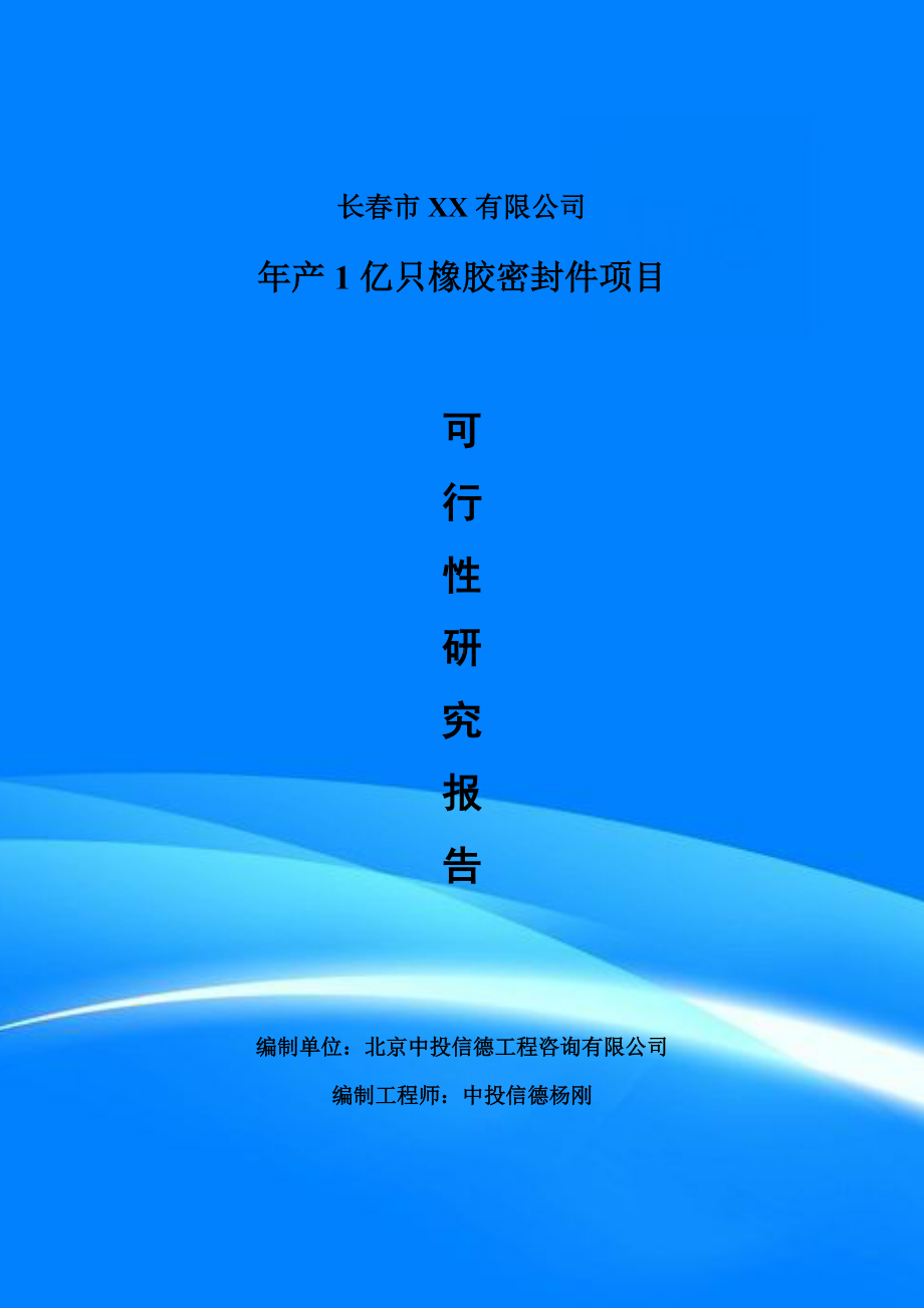 年产1亿只橡胶密封件项目可行性研究报告建议书案例.doc_第1页