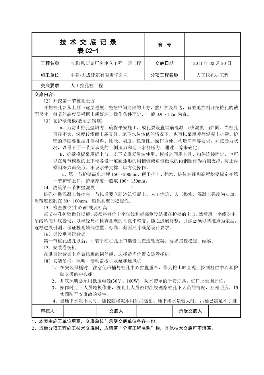 XX厂房一期工程人工挖孔桩技术交底（Word版）.doc_第2页