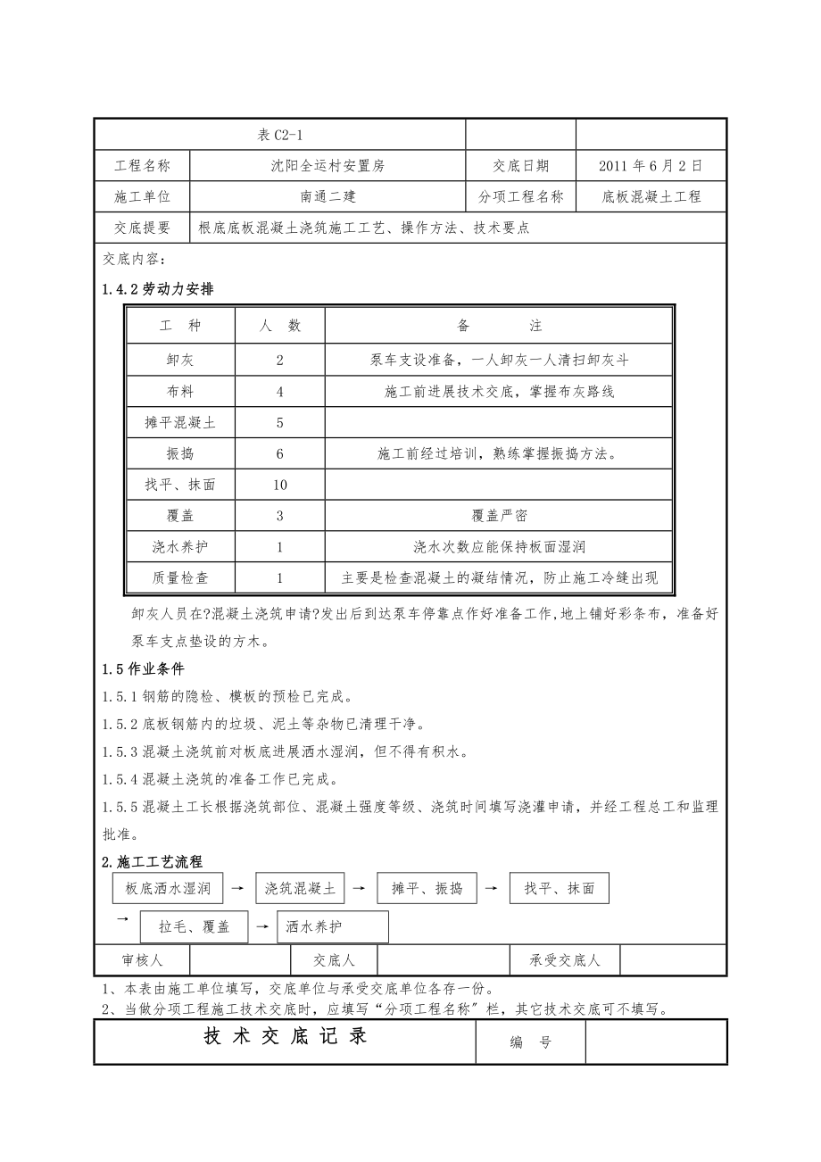 XX安置房底板混凝土工程技术交底（Word版）.doc_第2页