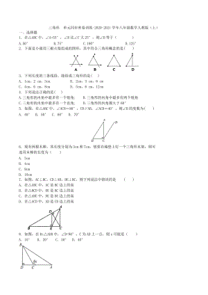 第11章 三角形单元同步密卷训练2020-2021学年人教版八年级数学上册.docx