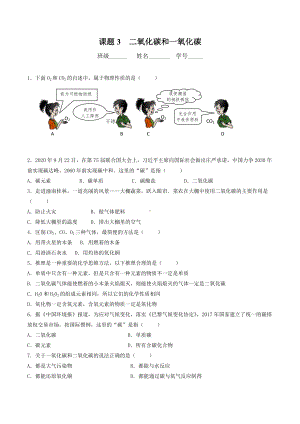 第六单元课题3 二氧化碳和一氧化碳课时练习-2021-2022学年九年级化学.docx