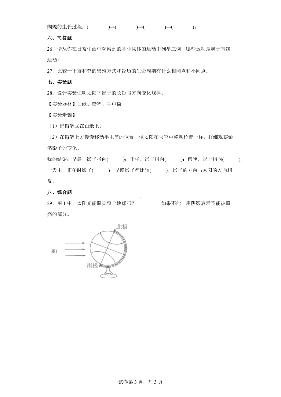 2022新教科版三年级下册科学期末模拟卷（一）（含答案）.docx_第3页